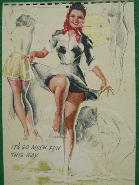 MUNSON SKETCHPAD CALENDAR PIN UP GIRL APRIL VINTAGE  