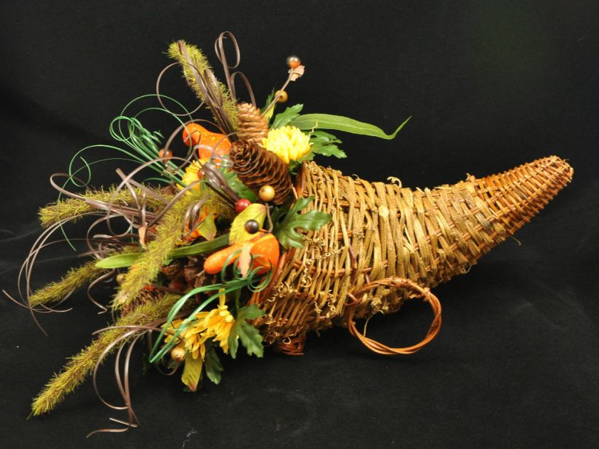 Fall Cornucopia Floral Arrangement Centerpiece  