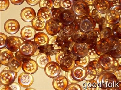 12 Buttons, 1/2 (13mm) Tortoise Shell like Amber wedge  