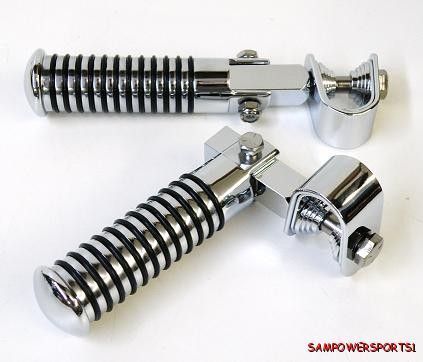 CHROME O RING CLAMP ON FOOTPEGS FOR HARLEY BOBBER  