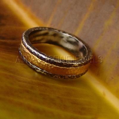   GOLD &STERLING SILVER DESIGNER WEDDING BAND RING BY OMER (22K)  