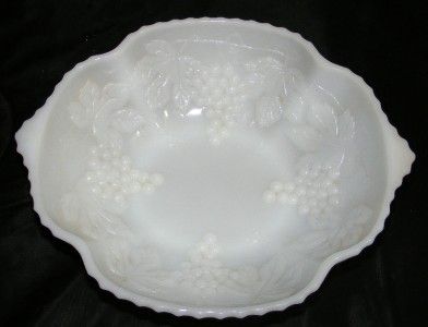 Vintage 10 White Milk Glass Grape Cluster Bunch Decorative Serving 